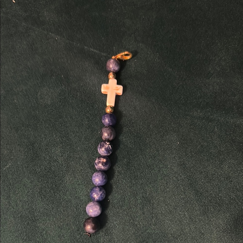 Handmade by Blue Beaded with Cross Pendant (Clip On)
